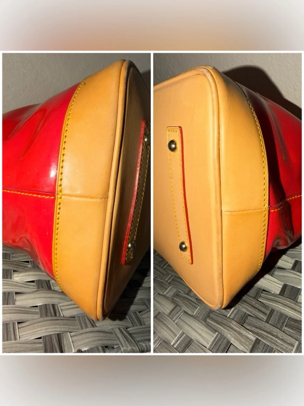 Dooney & Bourke Patent Leather Top Handle Satchel in Red Orange - Leather trim - Picture 5 of 16